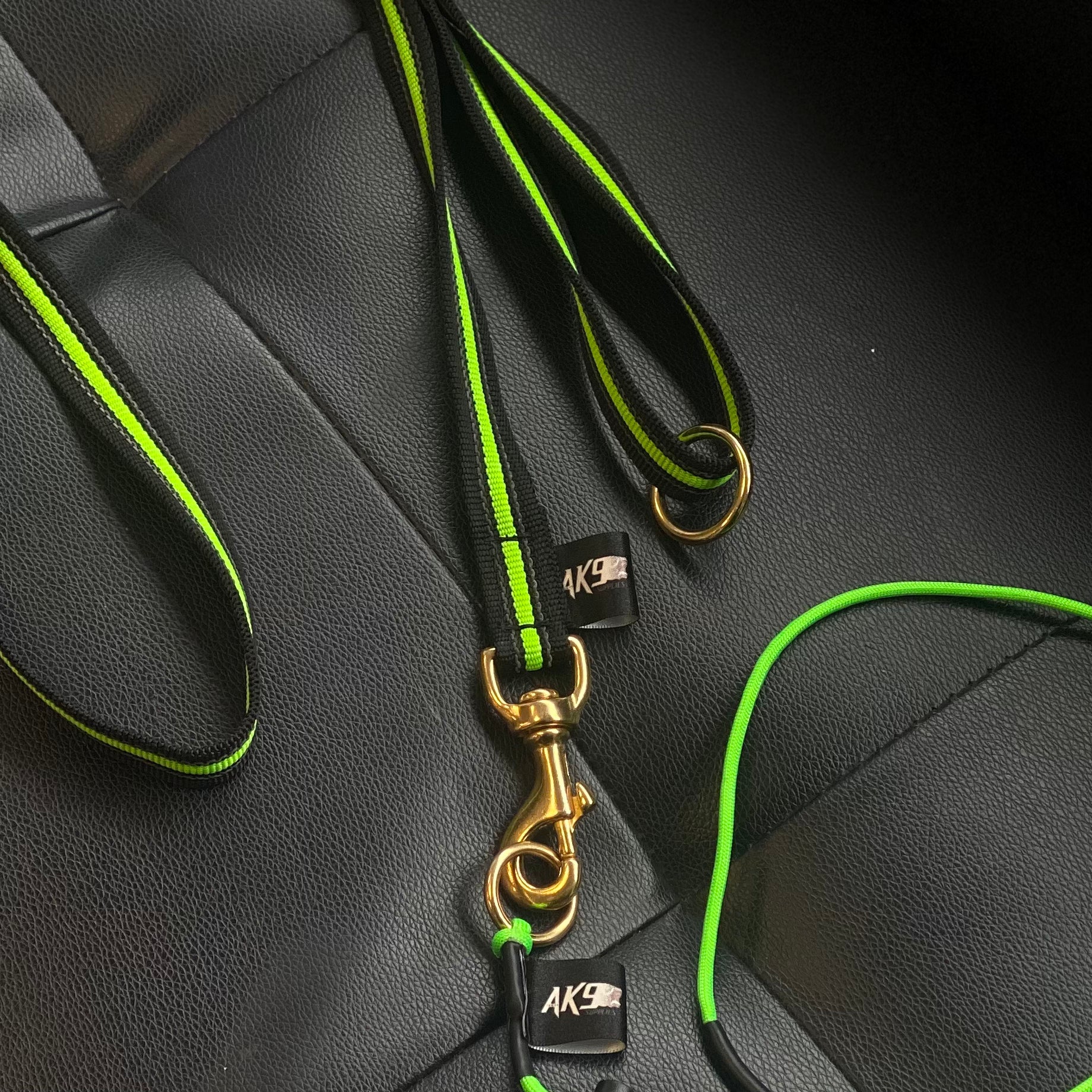 1.5 meter Rubberised Standard Neon Green Lead and Slip collar set