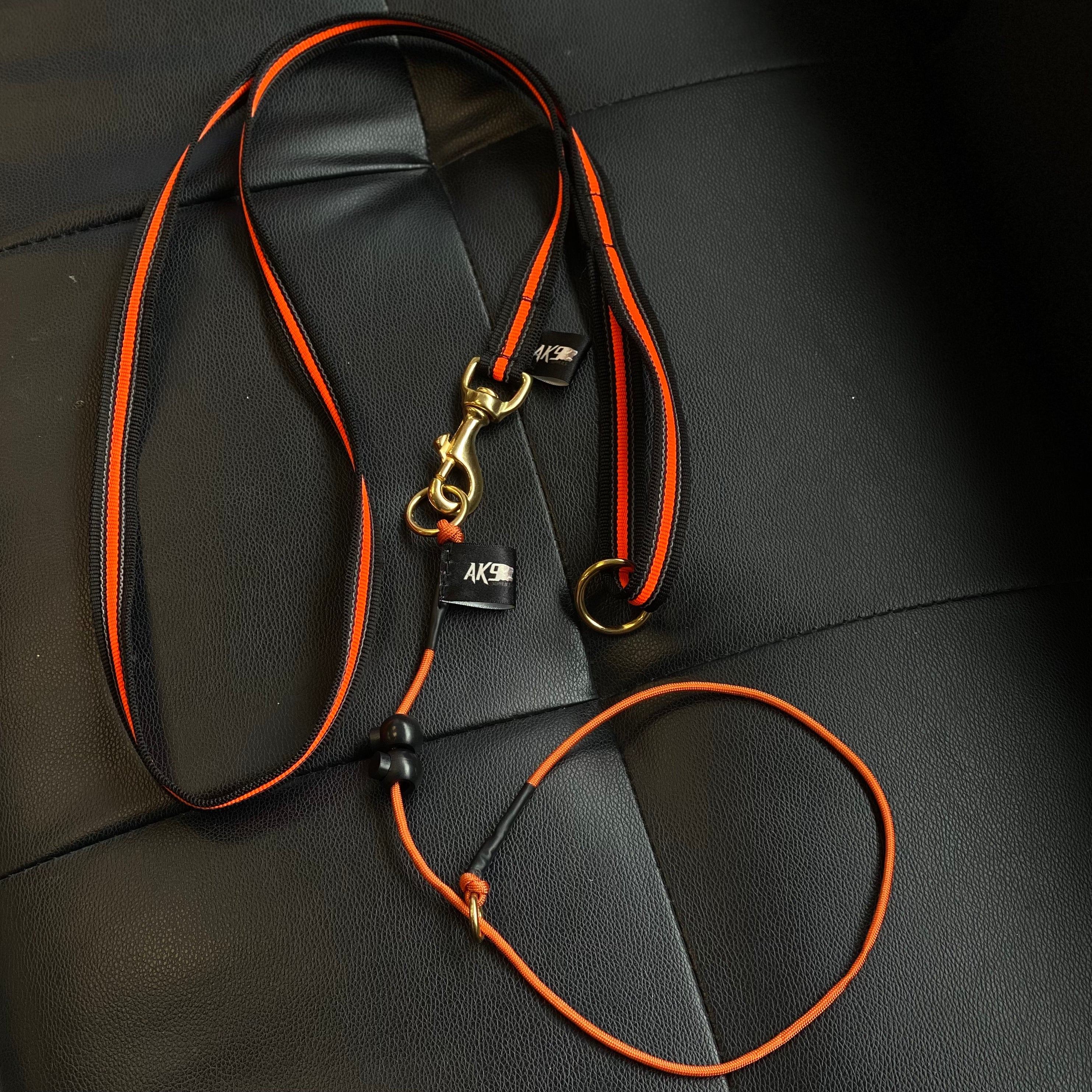 1.5 meter Rubberised Standard Neon orange Lead and Slip collar set